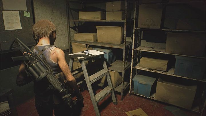 The note lies on a small ladder in the southern Office of the Sewers - Resident Evil 3: Sewers secrets, collectibles - Collectibles and secrets - Resident Evil 3 Guide