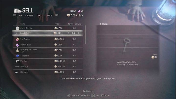 It is worth starting with the fact that the keys as well as key items aren't worth a lot of money - Resident Evil 4 Remake: Is it worth selling keys? - Equipment - Resident Evil 4 Remake Guide