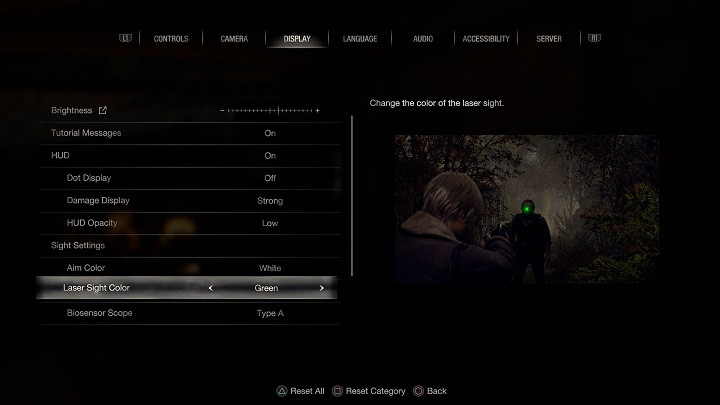 If you think the red color is not visible enough, you can change it in the settings - Resident Evil 4 Remake: How to get Laser Sight? - Equipment - Resident Evil 4 Remake Guide