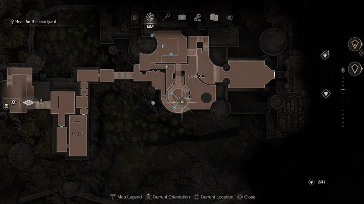 You will find the first medallion near the cannon from which you fired - Resident Evil 4 Remake: Destroy the Blue Medallions 3 - Blue Medallions - Resident Evil 4 Remake Guide