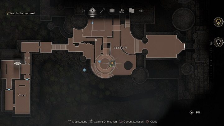 To get to the second medallion, jump down to the place where the cannon was originally located - Resident Evil 4 Remake: Destroy the Blue Medallions 3 - Blue Medallions - Resident Evil 4 Remake Guide