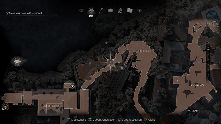 The next medallion is not far - this time, look to the opposite side, as it is hanging under a rock - Resident Evil 4 Remake: Destroy the Blue Medallions 6 - Blue Medallions - Resident Evil 4 Remake Guide