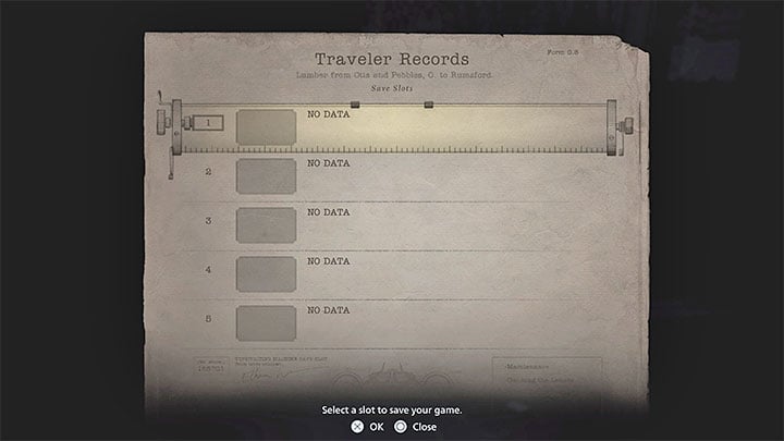 Typewriters allow you to save your game on different slots - Resident Evil Village: Game progress - how to save? - FAQ - Resident Evil Village Guide