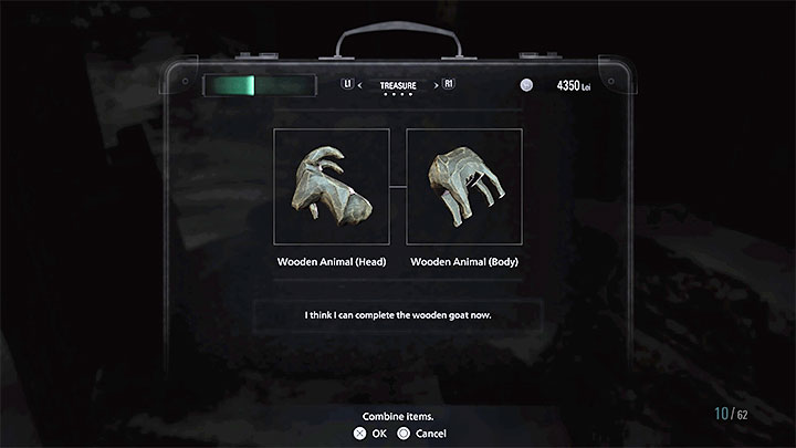 If you have found matching parts, you can select one of them in the Treasure tab and choose the Combine option - Resident Evil Village: Treasures - what are they for? - FAQ - Resident Evil Village Guide