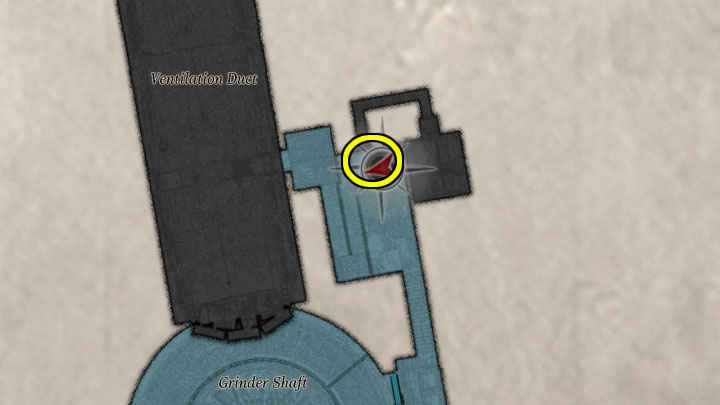 You will start exploring floor B2 of the factory at the top of the Grinder Shaft, which is where you turned off the big working blade after dealing with the flying Soldat Jet enemies - Resident Evil Village: Reaching floor B1, creating a key - walkthrough - Factory - Resident Evil Village Guide