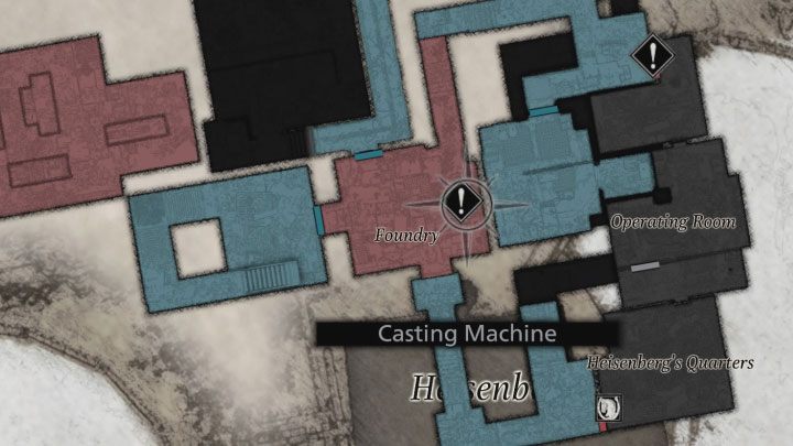 Once you have acquired the key, you must once again reach the Casting Machine, which as a reminder is located on the MB4 floor - Resident Evil Village: Reaching floor B1, creating a key - walkthrough - Factory - Resident Evil Village Guide