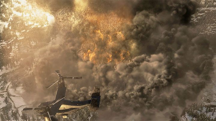 Ethan hands over the rescued Rose to Chris and then sacrifices his life to bring about the destruction of Magamycete and the entire village - Resident Evil Village: The ending - walkthrough description - Finale - Resident Evil Village Guide