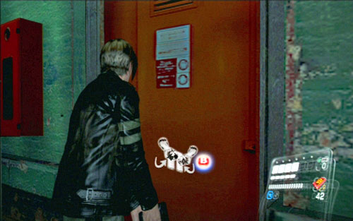 Your target is a door in the right corner of the room - Chapter 1 - The Campus | Leons campaign - Leons campaign - Resident Evil 6 Game Guide