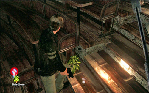 Before you go any further through the door to the left, pick up the herb hidden on the other lit stairs - Chapter 1 - The Campus | Leons campaign - Leons campaign - Resident Evil 6 Game Guide