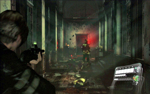 So place yourself on the other side of the room (with your back against the wall) and shoot all enemies - Chapter 1 - The Campus | Leons campaign - Leons campaign - Resident Evil 6 Game Guide