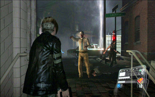 Youll see a car surrounded by group of enemies - Chapter 1 - City Streets | Leons campaign - Leons campaign - Resident Evil 6 Game Guide