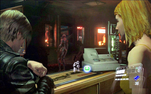 At one point, one of the men will leave the shop and try to escape on his own - Chapter 1 - City Streets | Leons campaign - Leons campaign - Resident Evil 6 Game Guide