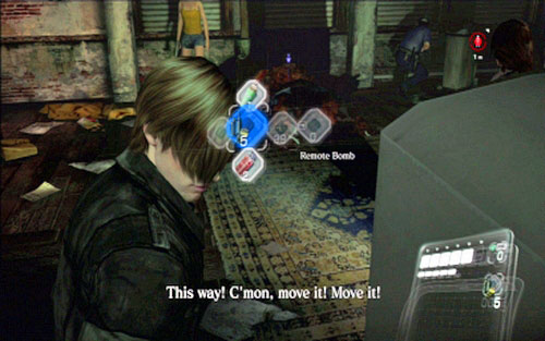 When the enemy starts following you, place the bomb on the ground - Chapter 1 - City Streets | Leons campaign - Leons campaign - Resident Evil 6 Game Guide