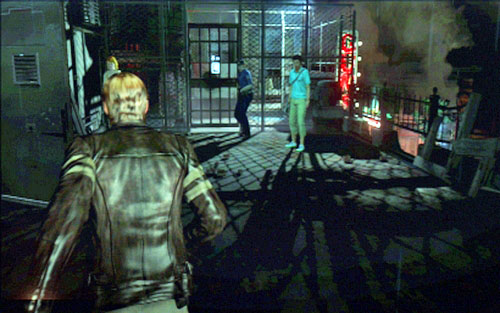 Keep following policeman and shop owner - Chapter 1 - City Streets | Leons campaign - Leons campaign - Resident Evil 6 Game Guide
