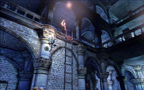 Now you have to help your companion to climb up and wait until she drops down the ladder - Chapter 2 - The Cathedral | Leons campaign - Leons campaign - Resident Evil 6 Game Guide