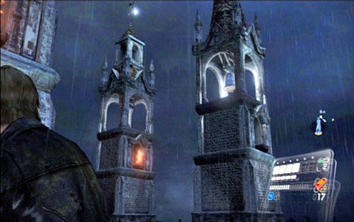 When you go to the left terrace, you have to shoot at the large bell and a small one - Chapter 2 - The Cathedral | Leons campaign - Leons campaign - Resident Evil 6 Game Guide