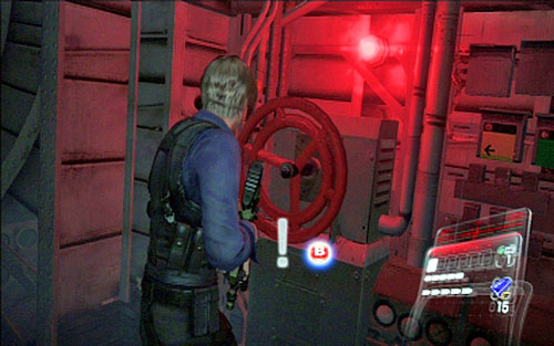 Now you have to go to the place indicated by the game and turn the red handwheel - Chapter 4 - The Plane | Leons campaign - Leons campaign - Resident Evil 6 Game Guide