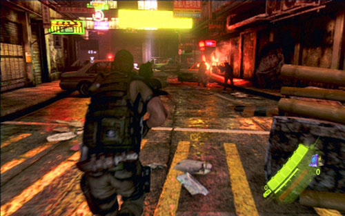 Follow the street to the right and then keep following a flying helicopter - Chapter 1 - City Alleys | Chriss campaign - Chriss campaign - Resident Evil 6 Game Guide