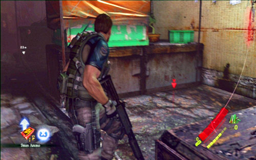 When the fight is over, go through the door at the end of the corridor and examine crates there - Chapter 1 - City Alleys | Chriss campaign - Chriss campaign - Resident Evil 6 Game Guide