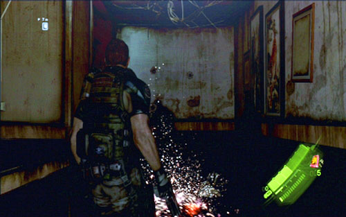 At one moment a mutant will jump on you from behind the door on the left - Chapter 1 - City Alleys | Chriss campaign - Chriss campaign - Resident Evil 6 Game Guide