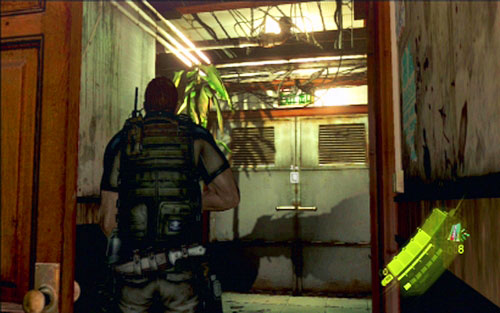 When the area is clear, go through the wide door on the other side of the corridor - Chapter 1 - City Alleys | Chriss campaign - Chriss campaign - Resident Evil 6 Game Guide