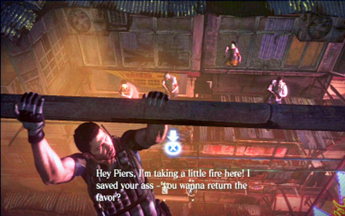 When the short animation is over, keep pressing X to get to the other side - Chapter 1 - The Shootout on The Rooftop | Chriss campaign - Chriss campaign - Resident Evil 6 Game Guide