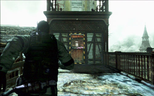 Once the area is clear, empty the crates on the top and go through the indicated door - Chapter 2 - Assault on The City | Chriss campaign - Chriss campaign - Resident Evil 6 Game Guide