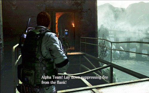 Once the animation is over, run to the left - Chapter 2 - The Bridge | Chriss campaign - Chriss campaign - Resident Evil 6 Game Guide