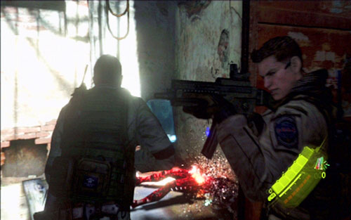 Ina brightly lit room a fight with three armed opponents awaits you - Chapter 2 - Abandoned Mansion | Chriss campaign - Chriss campaign - Resident Evil 6 Game Guide