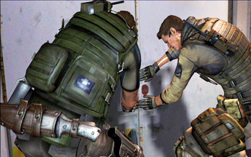 After explosion quickly run to open the indicated door - Chapter 4 - The Hold | Chriss campaign - Chriss campaign - Resident Evil 6 Game Guide