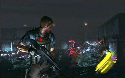 In order to defeat the giant creature, you have to wait until he goes down and then destroy his two orange blisters - Chapter 5 - The Final Battle | Chriss campaign - Chriss campaign - Resident Evil 6 Game Guide