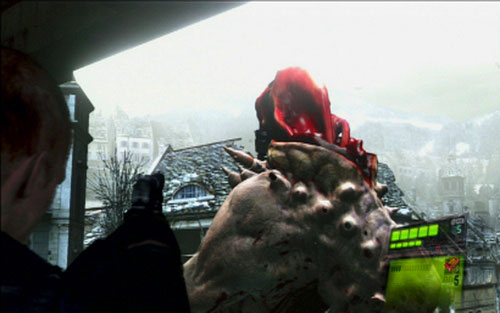 You have to aim its mouth and a gland on its back - Chapter 1 - Antiaircraft Turrets | Jakes campaign - Jakes campaign - Resident Evil 6 Game Guide