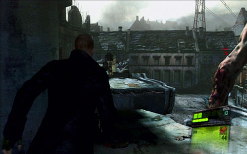 It will lead you to the building with machine gun stand - Chapter 1 - The Clash with B.O.W. | Jakes campaign - Jakes campaign - Resident Evil 6 Game Guide