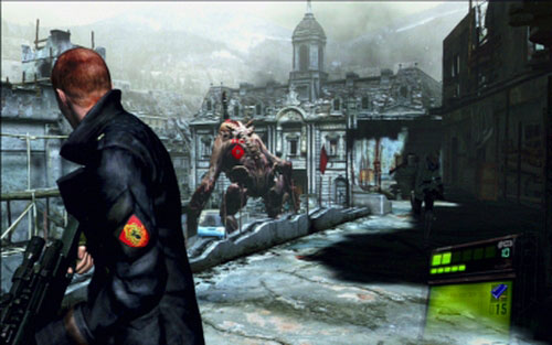 Leave it for now and run to the end of the footbridge - Chapter 1 - The Clash with B.O.W. | Jakes campaign - Jakes campaign - Resident Evil 6 Game Guide