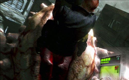 When the beast approaches you, return to the machine gun and shoot it until it falls down on knees - Chapter 1 - The Clash with B.O.W. | Jakes campaign - Jakes campaign - Resident Evil 6 Game Guide