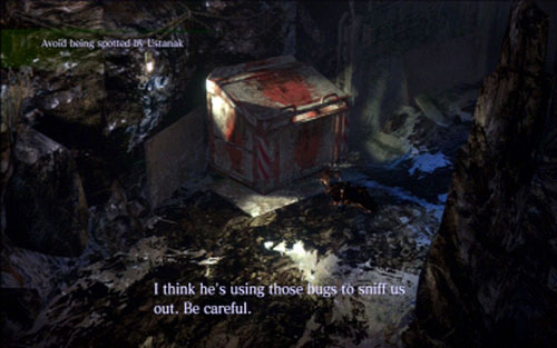 If youre noticed, quickly take cover in the nearby container - Chapter 2 - The Frozen Cavern | Jakes campaign - Jakes campaign - Resident Evil 6 Game Guide