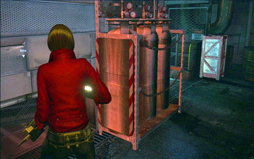 A bit further youll see gas tanks, which can be moved - Chapter 1 - Submarine Stealth | Adas campaign - Adas campaign - Resident Evil 6 Game Guide