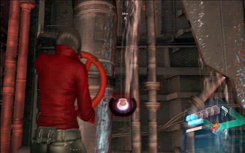 Now you have to turn the red handwheel at the end of the corridor - Chapter 1 - Escape From The Wave | Adas campaign - Adas campaign - Resident Evil 6 Game Guide