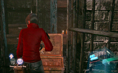 When you succeed with nailing all of the, quickly move to the crate with the violet stone and pick up the ring - Chapter 2 - Cemetery Puzzles | Adas campaign - Adas campaign - Resident Evil 6 Game Guide
