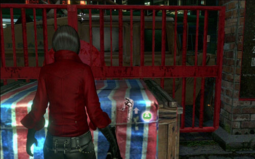 After the stage begins, go forwards until you reach the large red gate - Chapter 3 - City Streets | Adas campaign - Adas campaign - Resident Evil 6 Game Guide