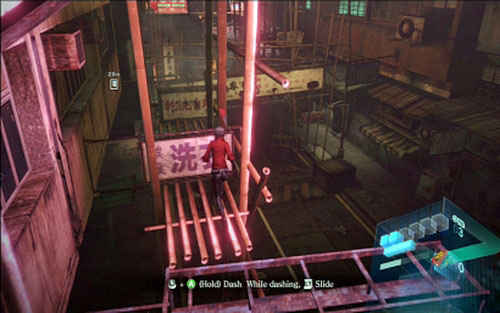 At the beginning you have to flee from the beasts, jumping between bamboo scaffoldings - Chapter 3 - Chainsaw Mutant | Adas campaign - Adas campaign - Resident Evil 6 Game Guide