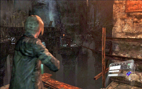 After getting to the deep cavern, move forwards until Helena almost falls down into abyss - Chapter III | Emblems - Leon - Emblems - Leon - Resident Evil 6 Game Guide