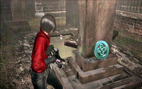 Just walk around the gravestone and you should see the first symbol - Chapter II | Emblems - Ada Wong - Emblems - Ada Wong - Resident Evil 6 Game Guide