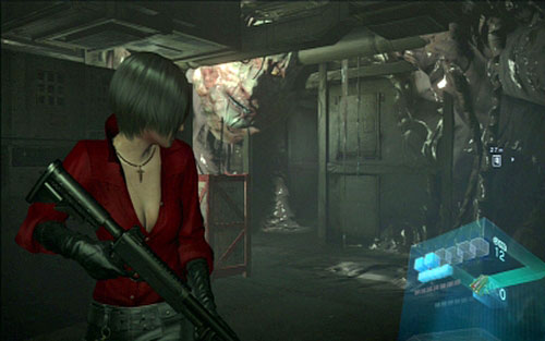 Once you go to the other side, move closer to the face hanging from the ceiling and then quickly run away to avoid being bitten - Chapter IV | Emblems - Ada Wong - Emblems - Ada Wong - Resident Evil 6 Game Guide