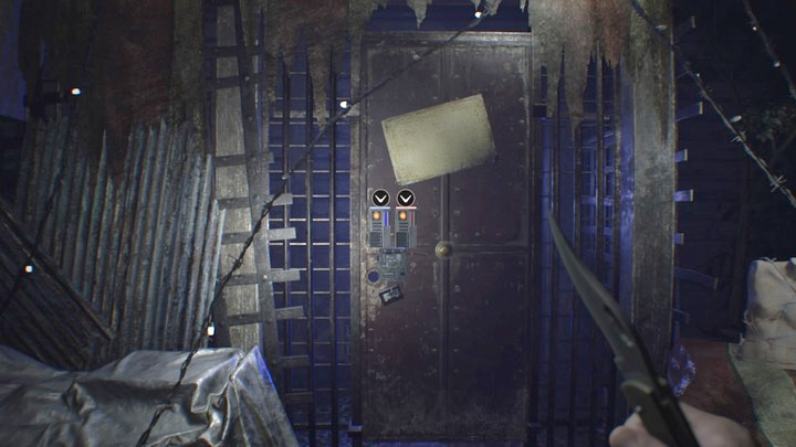 Card locks in the doors leading to the Testing area - Resident Evil 7: Testing area and boat house walktrough - Resident Evil VII Walkthrough - Resident Evil 7 Guide, Walkthrough