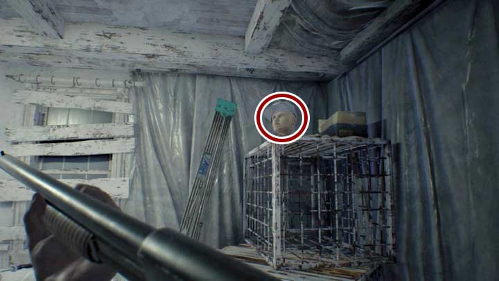 The treasure is inside the mannequins head - Resident Evil 7: Testing area and boat house walktrough - Resident Evil VII Walkthrough - Resident Evil 7 Guide, Walkthrough