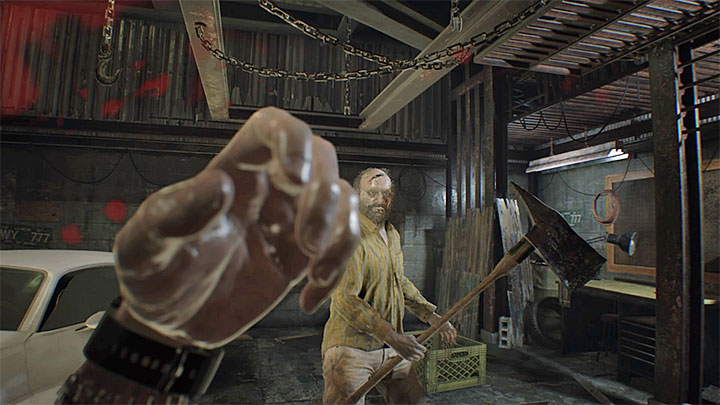 Hold the guard button when the opponent is about to strike - Resident Evil 7: Trophy/Achievement Guide - Trophy Guide / Achievement Guide - Resident Evil 7 Guide, Walkthrough