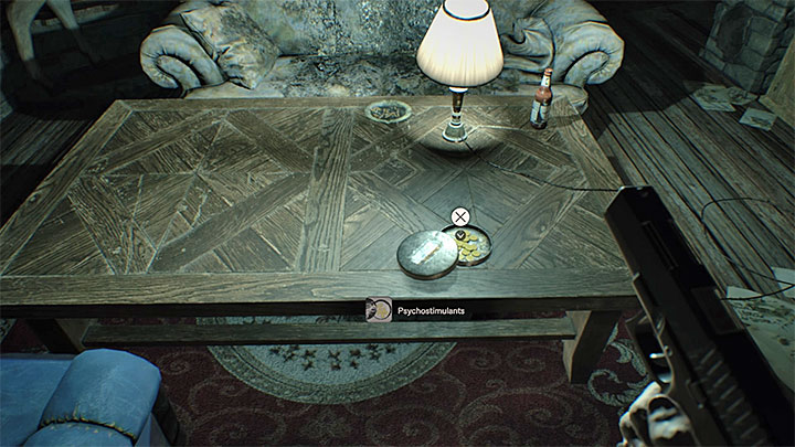 Psychostimulants are e.g. in the room with a chimney, in the main house (you will get there once you solve the projector puzzle). - Resident Evil 7: Trophy/Achievement Guide - Trophy Guide / Achievement Guide - Resident Evil 7 Guide, Walkthrough