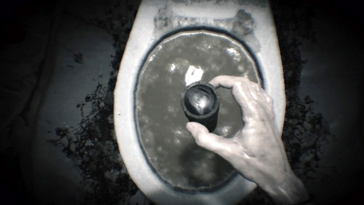 Theres a dirty telescope in the toiler - Resident Evil 7: Main bedroom and childrens room walktrough - Resident Evil VII Walkthrough - Resident Evil 7 Guide, Walkthrough