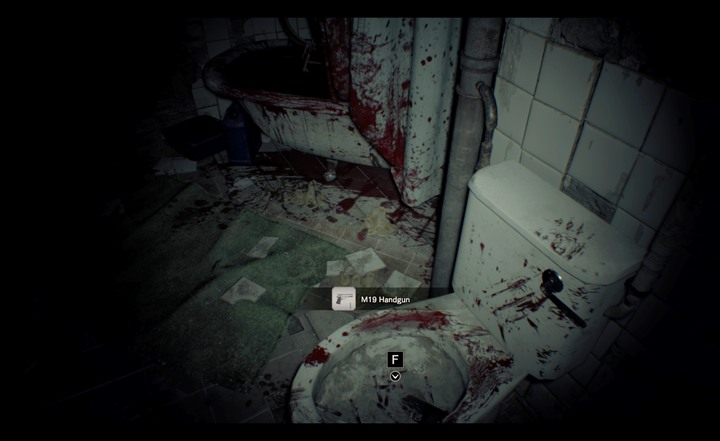 The handgun can be found in the toilet - Resident Evil 7: Beginning Hour - True Ending - Beginning Hour (demo version walkthrough) - Resident Evil 7 Guide, Walkthrough